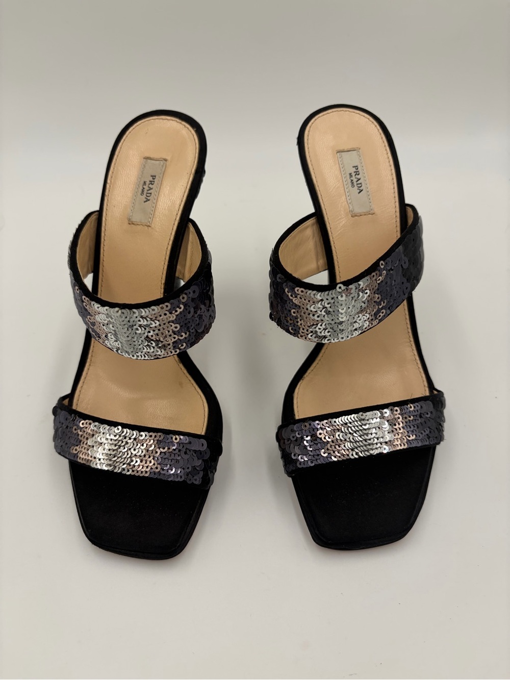 Prada Runway sequin Heels Sandals Slingback Mules 90s Size 35 US 5 New - Picture 5 of 16